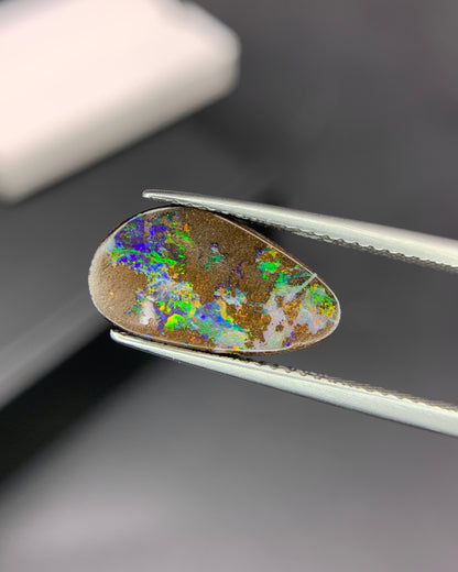 Natural Australian Boulder Opal 2.49 Carat 15.5x8.4 MM Fancy Shape Cabochon Gemstone 