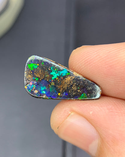 Natural Australian Boulder Opal 3.01 Carat 17.5x9.5 MM Fancy Shape Cabochon Gemstone 