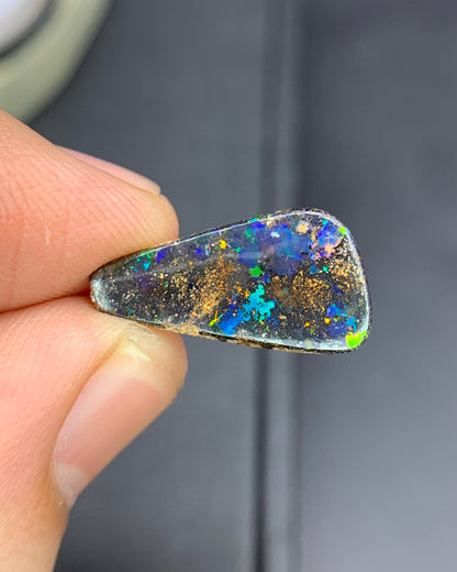 Natural Australian Boulder Opal 3.01 Carat 17.5x9.5 MM Fancy Shape Cabochon Gemstone 