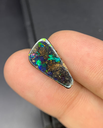Natural Australian Boulder Opal 3.01 Carat 17.5x9.5 MM Fancy Shape Cabochon Gemstone 