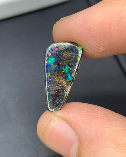 Natural Australian Boulder Opal 3.01 Carat 17.5x9.5 MM Fancy Shape Cabochon Gemstone 