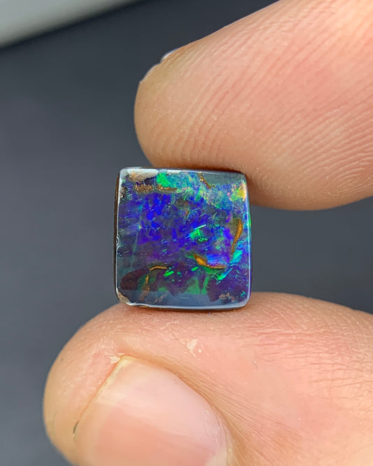 Natural Australian Boulder Opal 2.60 Carat 8.3x8.2 MM Free Form Shape Cabochon Gemstone 