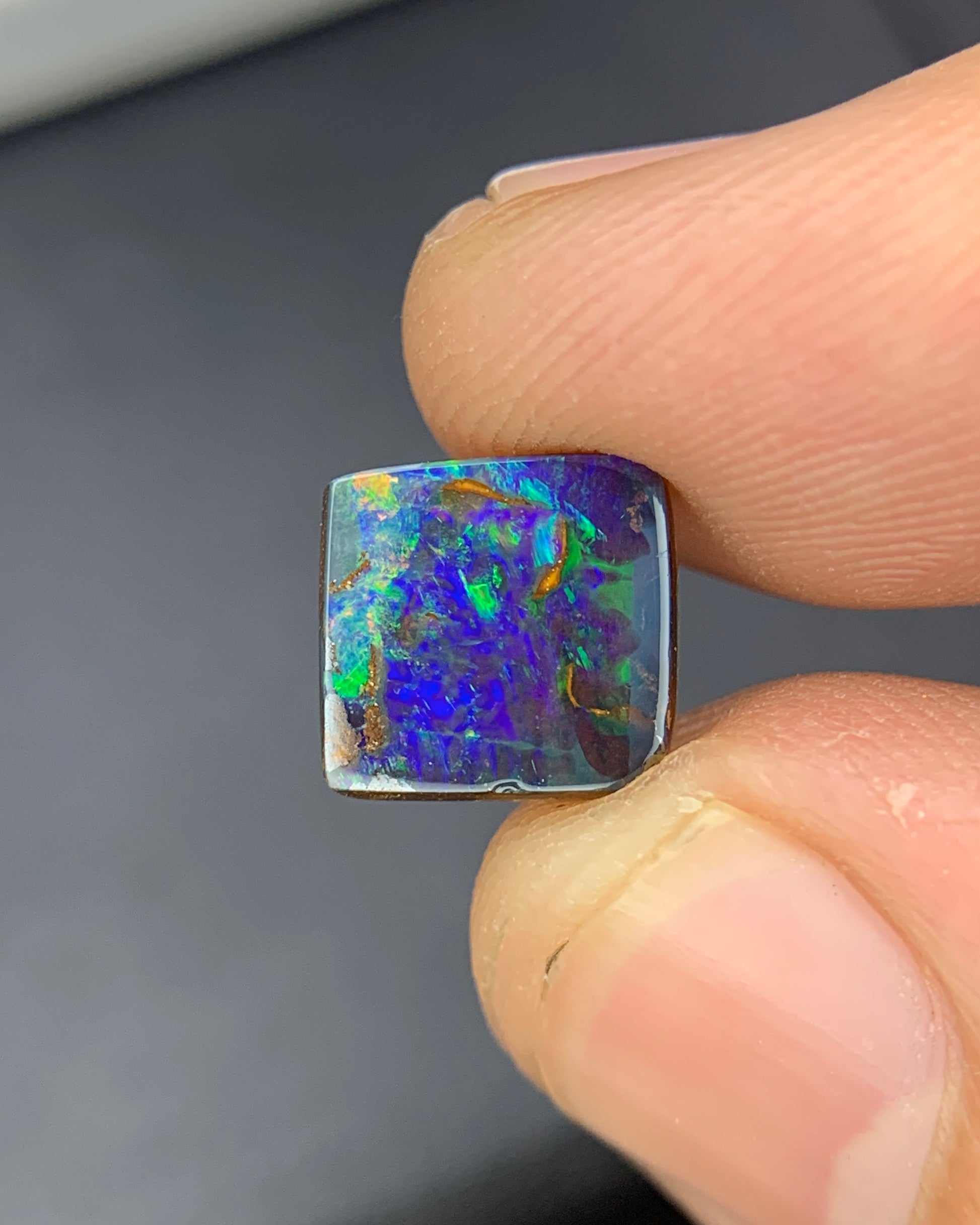 Natural Australian Boulder Opal 2.60 Carat 8.3x8.2 MM Free Form Shape Cabochon Gemstone 