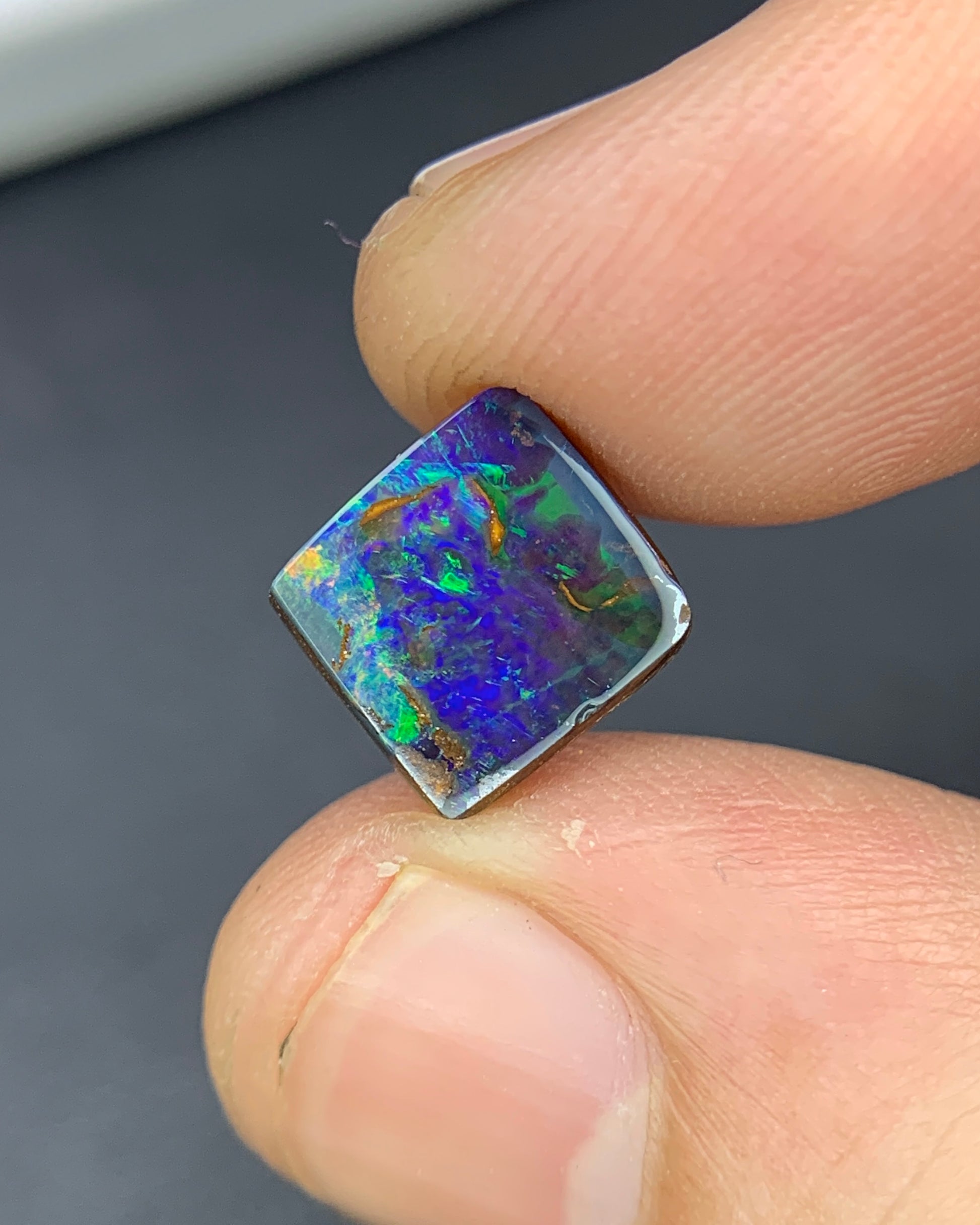 Natural Australian Boulder Opal 2.60 Carat 8.3x8.2 MM Free Form Shape Cabochon Gemstone 