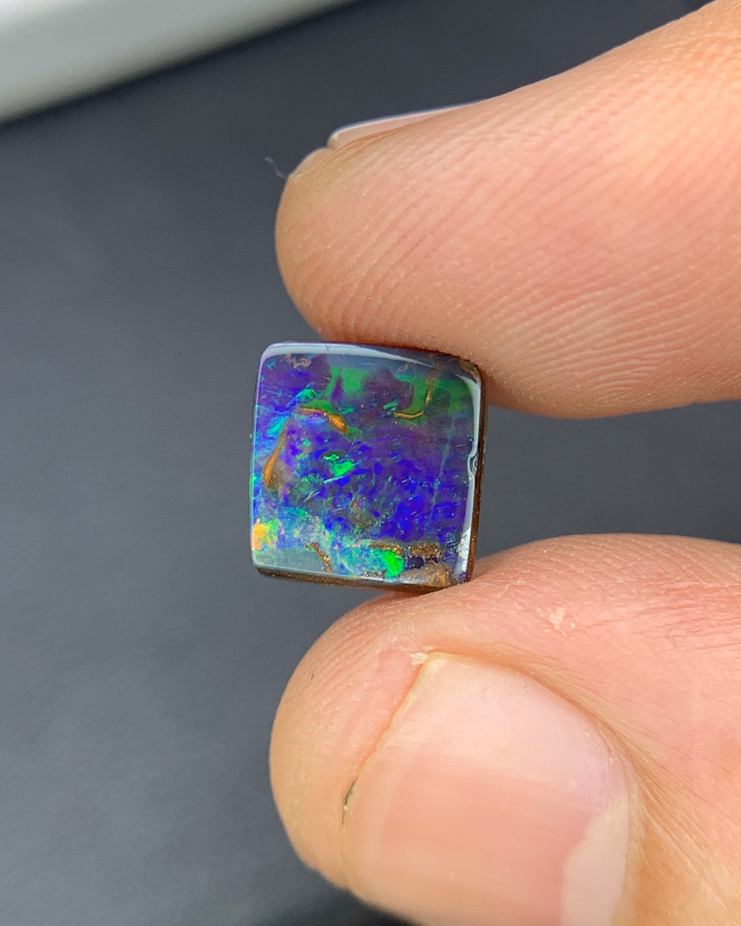 Natural Australian Boulder Opal 2.60 Carat 8.3x8.2 MM Free Form Shape Cabochon Gemstone 