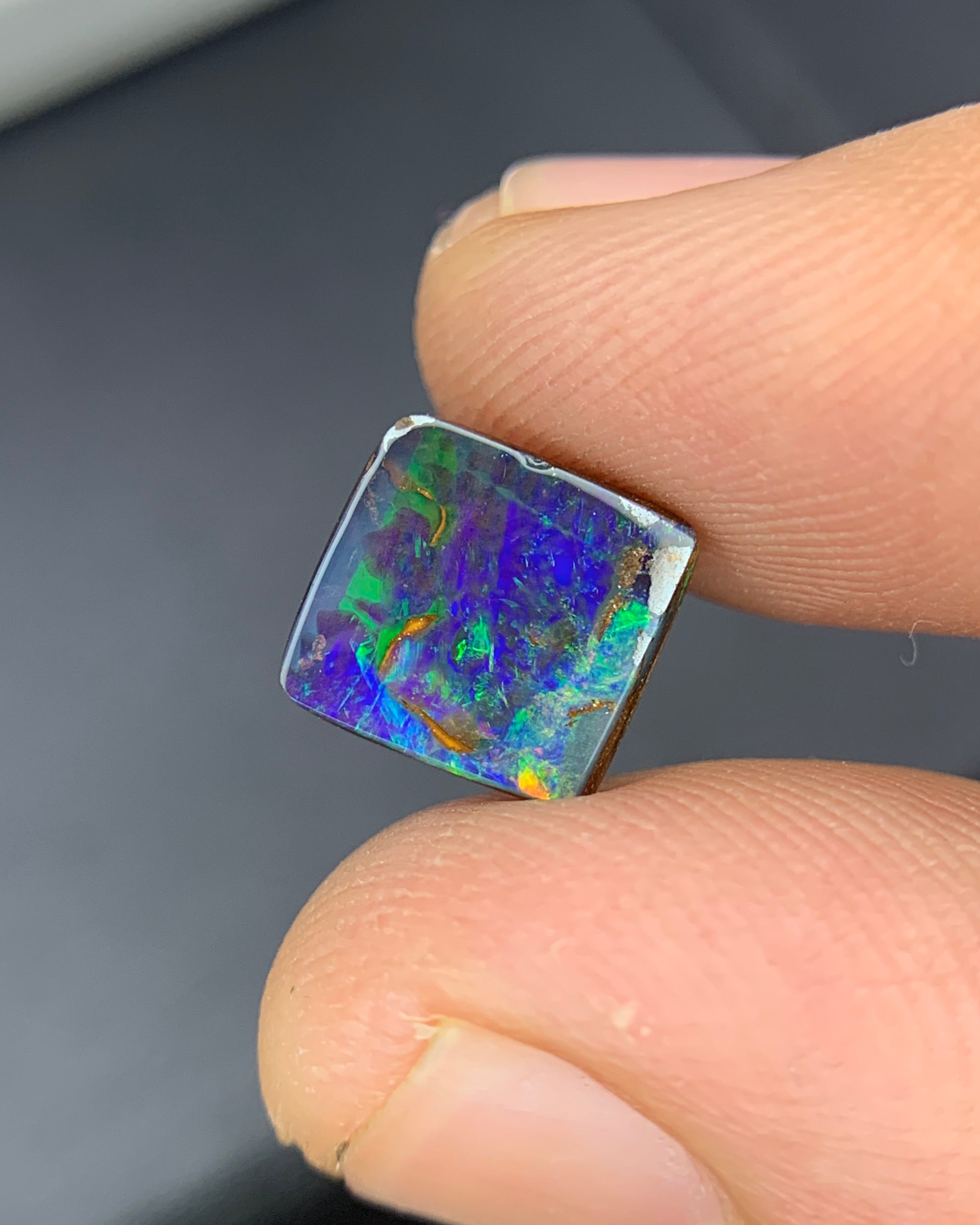 Natural Australian Boulder Opal 2.60 Carat 8.3x8.2 MM Free Form Shape Cabochon Gemstone 