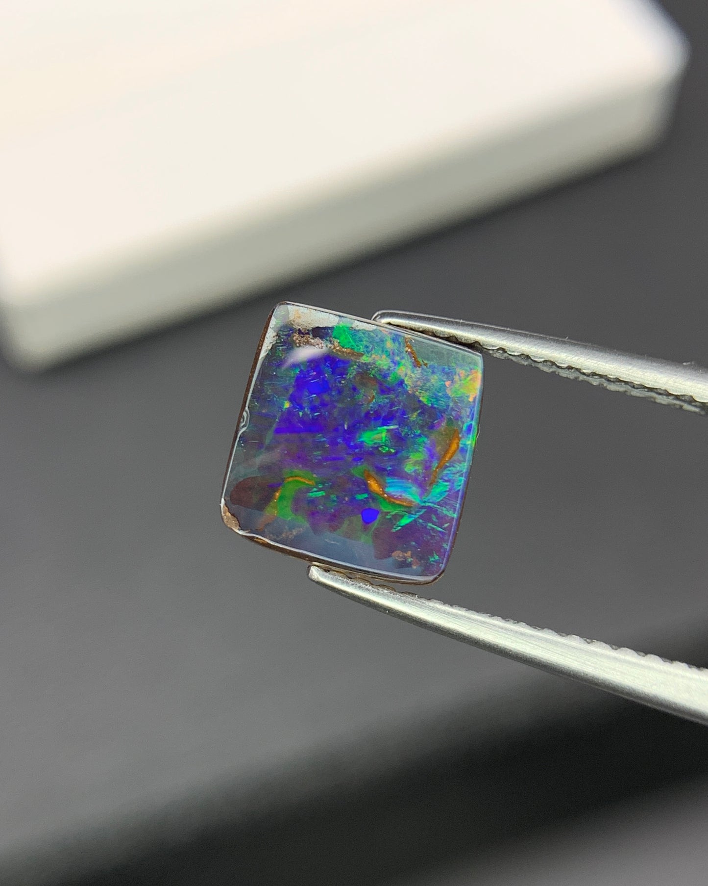 Natural Australian Boulder Opal 2.60 Carat 8.3x8.2 MM Free Form Shape Cabochon Gemstone 