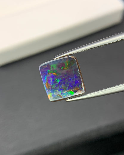 Natural Australian Boulder Opal 2.60 Carat 8.3x8.2 MM Free Form Shape Cabochon Gemstone 