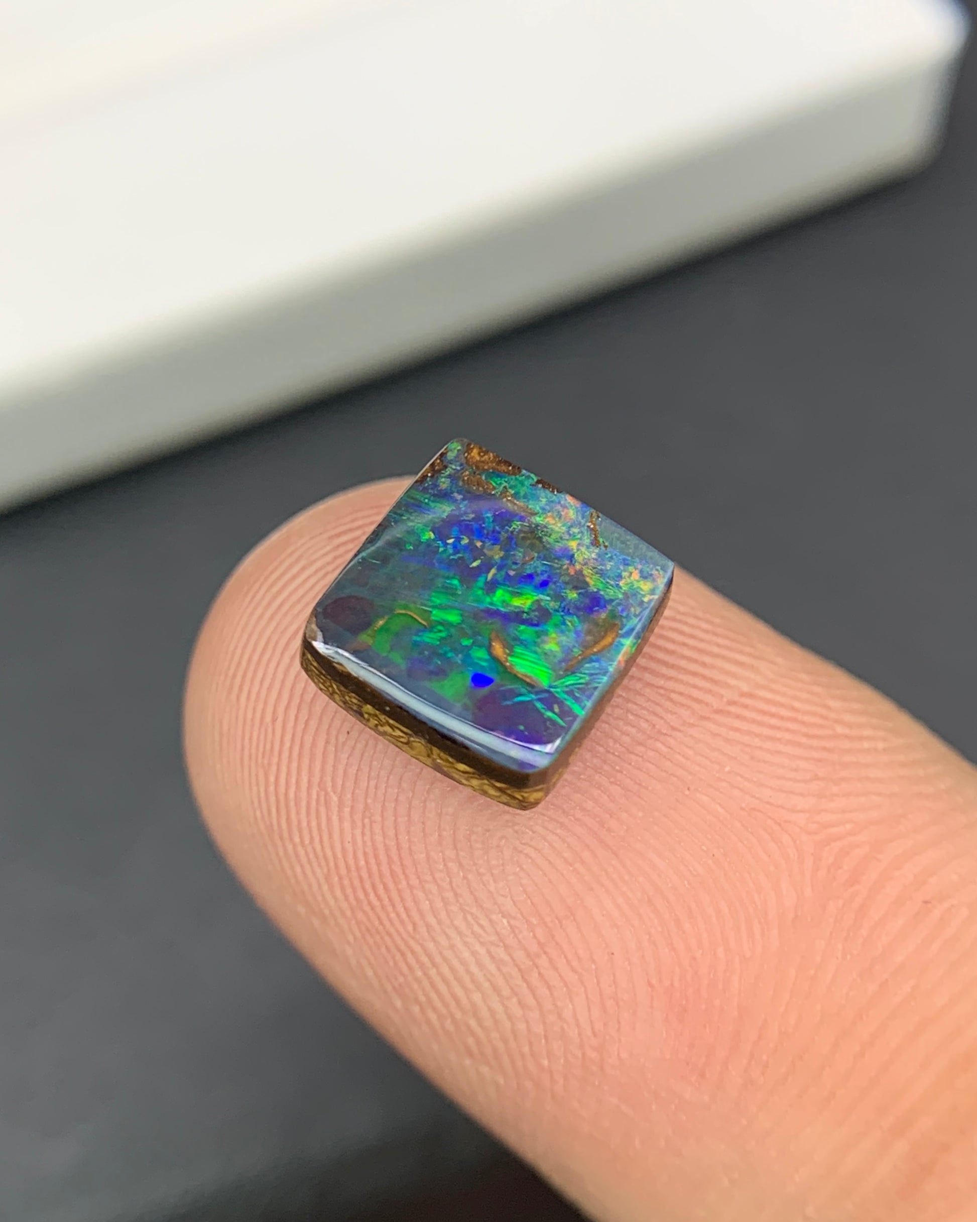 Natural Australian Boulder Opal 2.60 Carat 8.3x8.2 MM Free Form Shape Cabochon Gemstone 