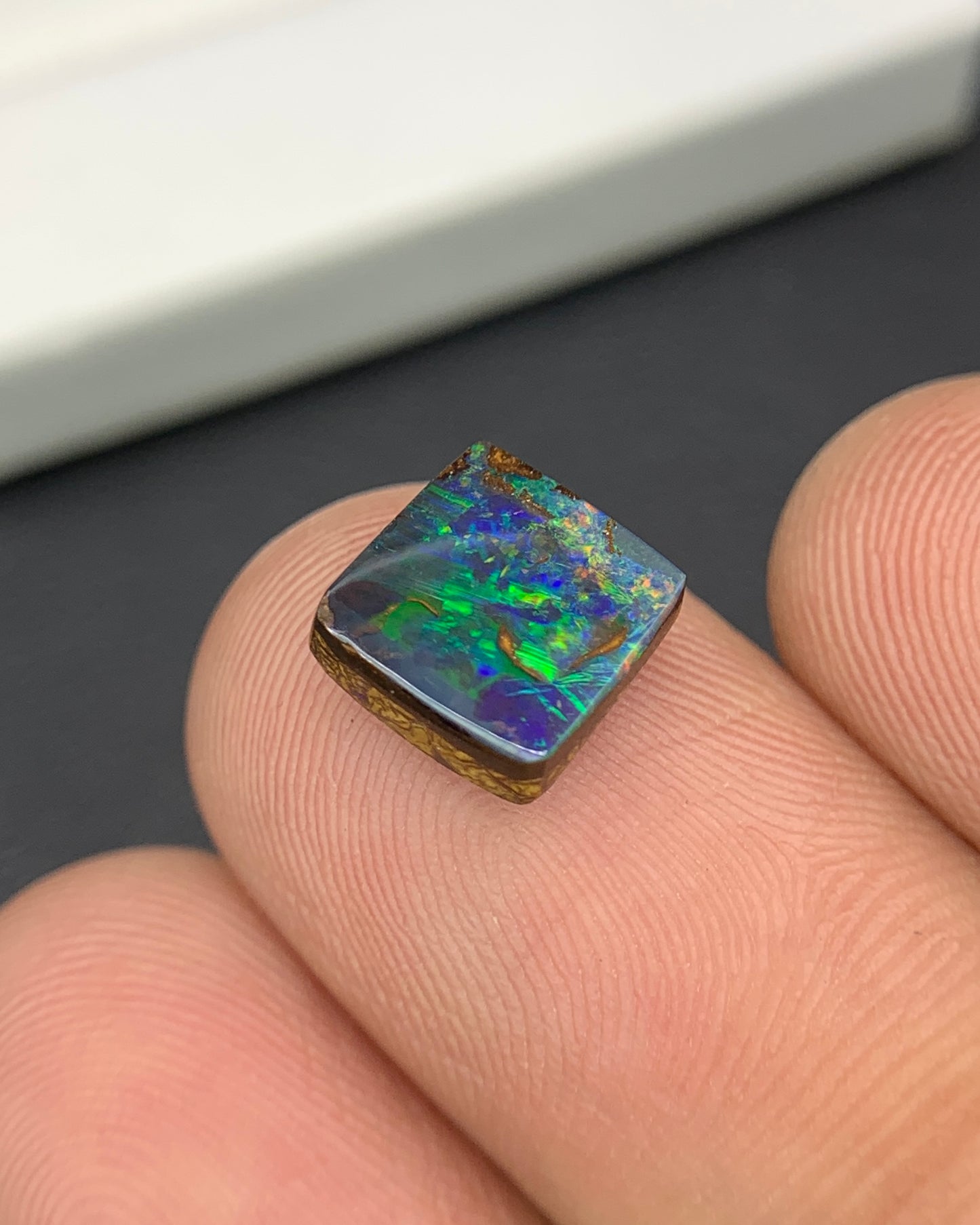 Natural Australian Boulder Opal 2.60 Carat 8.3x8.2 MM Free Form Shape Cabochon Gemstone 