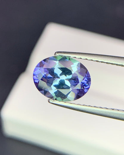 Natural Bi Color Tanzanite 1.46 Carat 8.5x6.5 MM Oval Shape Faceted Gemstone 