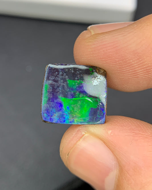 Natural Australian Boulder Opal 3.77 Carat 12.2x11.1 MM Free Form Shape Cabochon Gemstone 