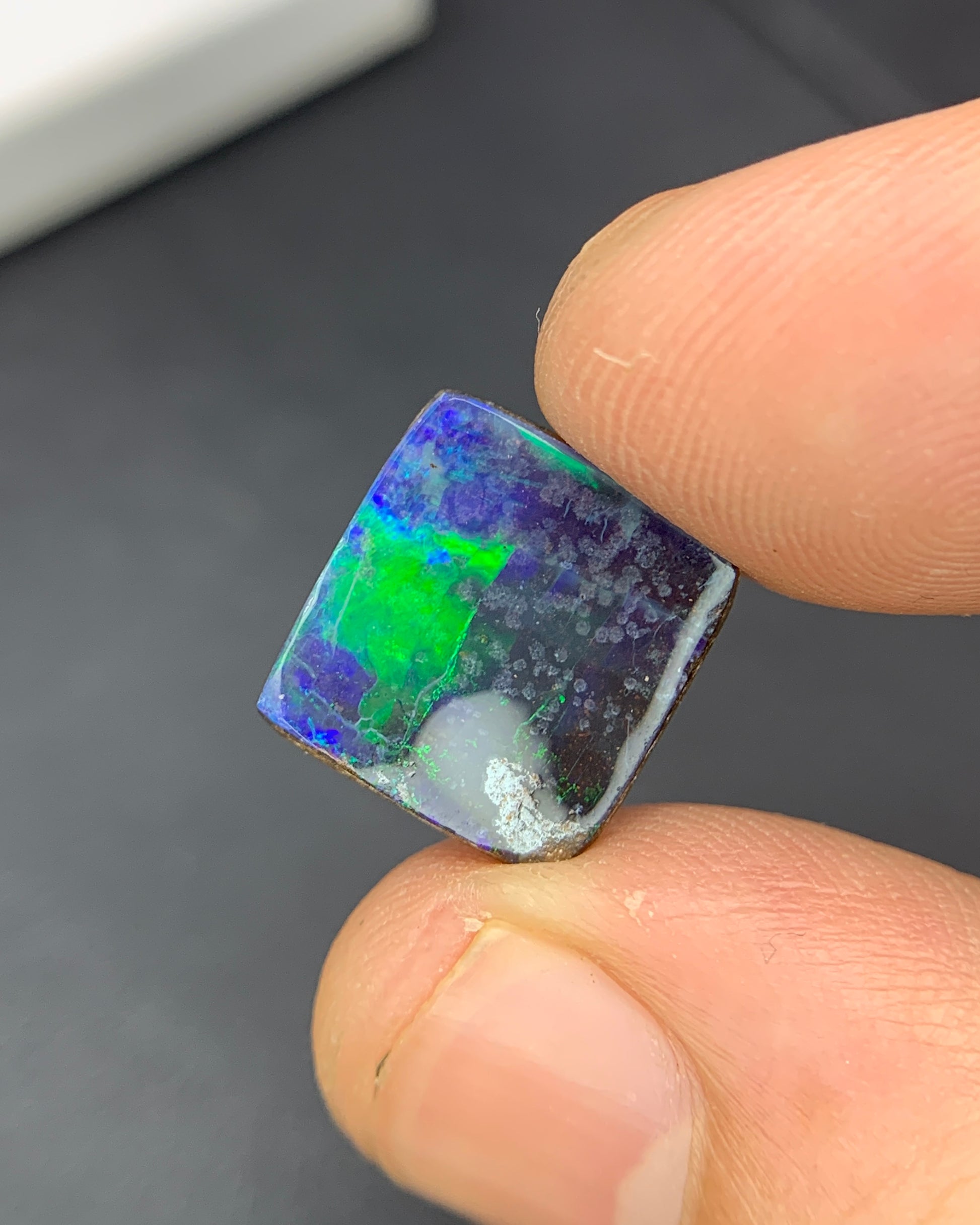 Natural Australian Boulder Opal 3.77 Carat 12.2x11.1 MM Free Form Shape Cabochon Gemstone 