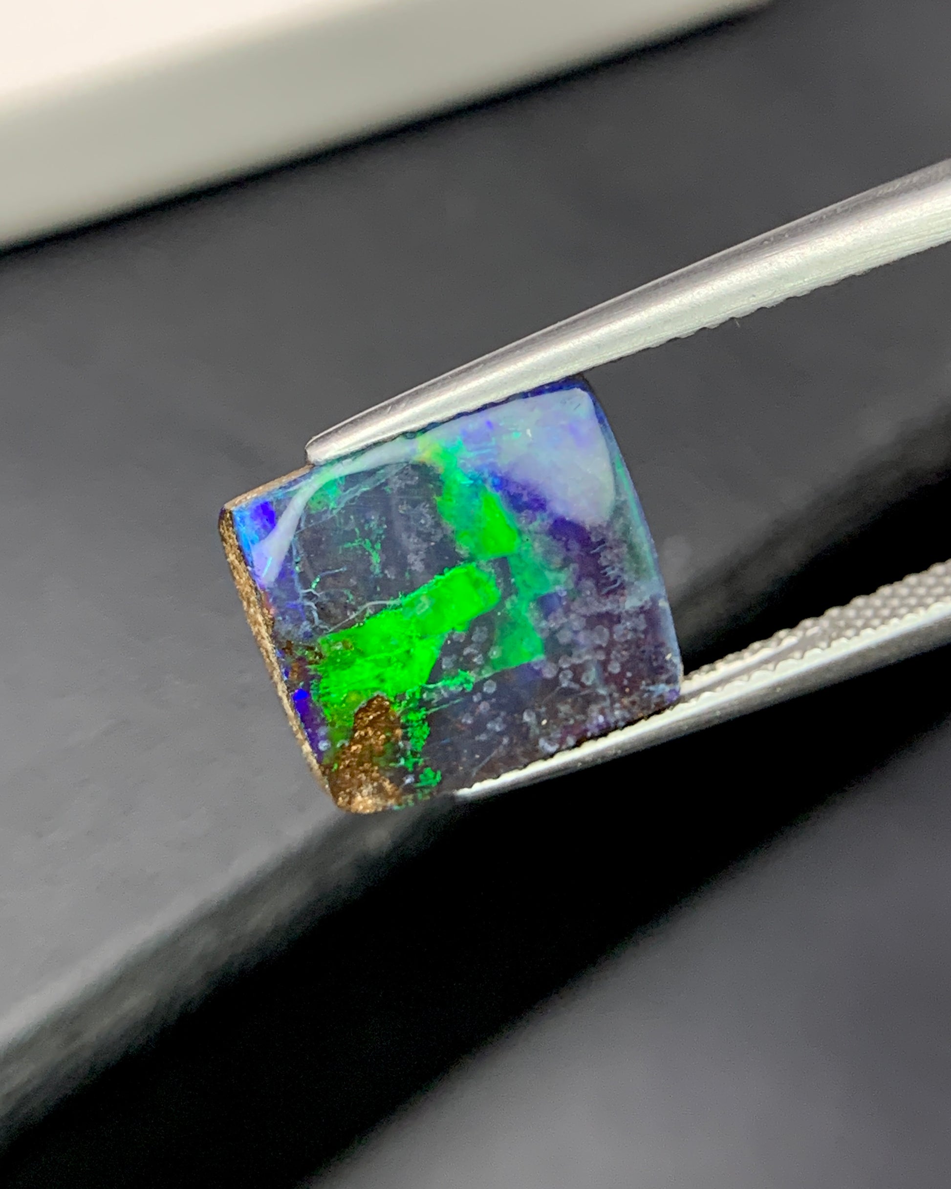 Natural Australian Boulder Opal 3.77 Carat 12.2x11.1 MM Free Form Shape Cabochon Gemstone 