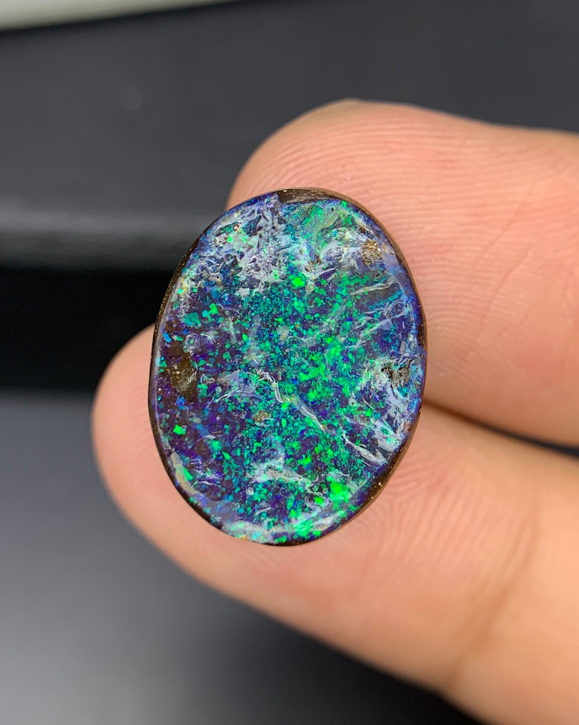 Natural Australian Boulder Opal 10.13 Carat 17.9x14.1 MM Oval Shape Cabochon Gemstone 