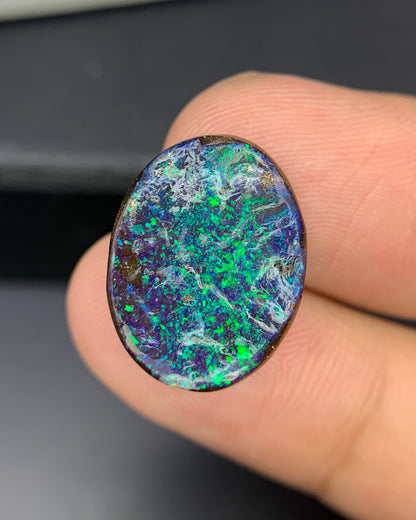 Natural Australian Boulder Opal 10.13 Carat 17.9x14.1 MM Oval Shape Cabochon Gemstone 