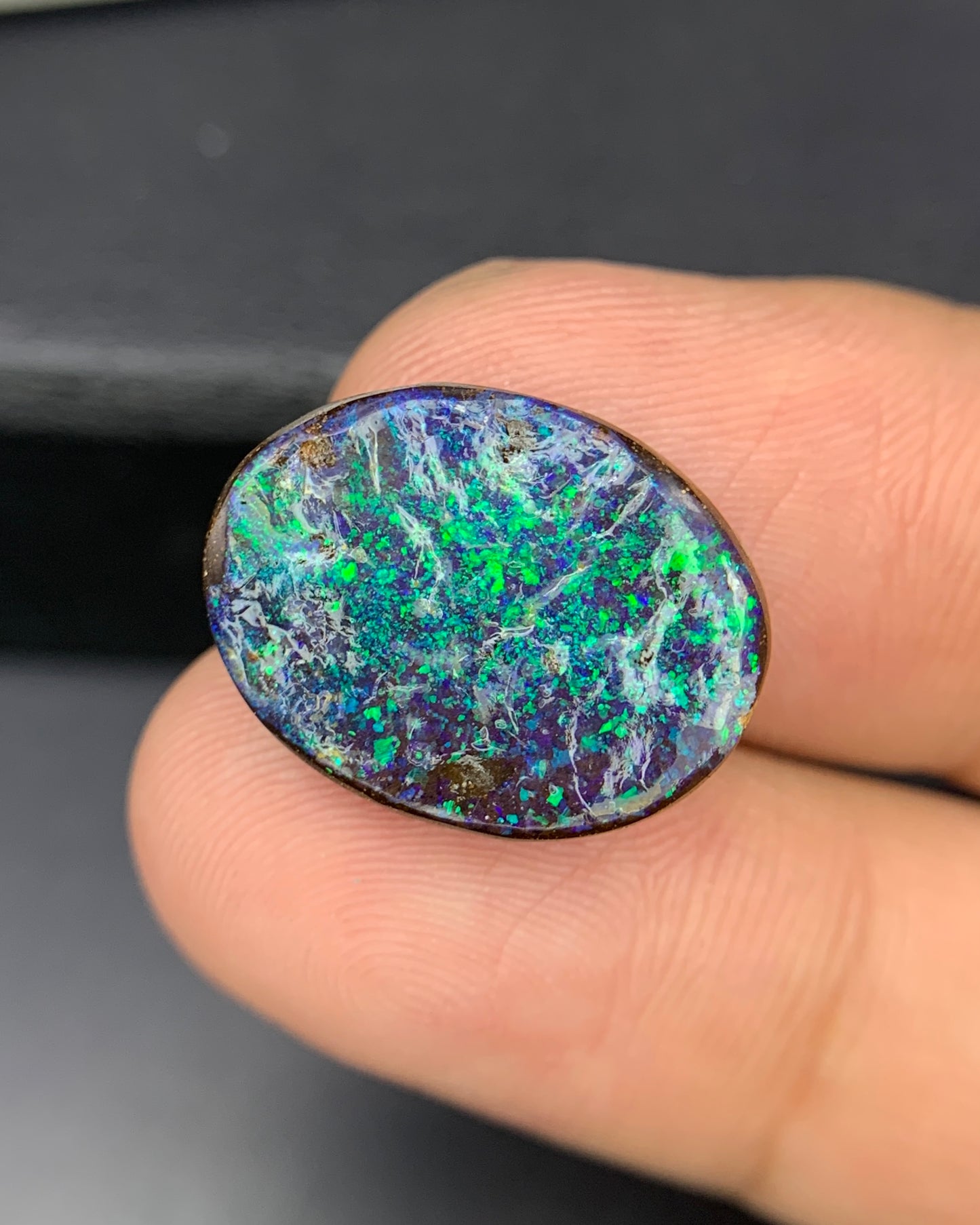 Natural Australian Boulder Opal 10.13 Carat 17.9x14.1 MM Oval Shape Cabochon Gemstone 