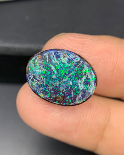Natural Australian Boulder Opal 10.13 Carat 17.9x14.1 MM Oval Shape Cabochon Gemstone 