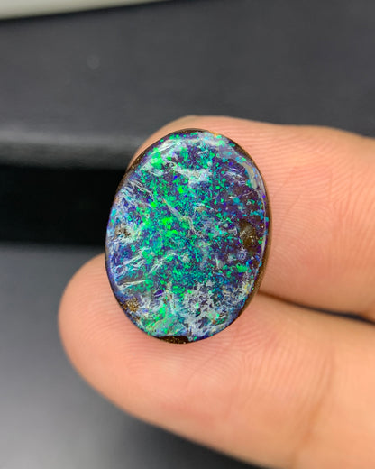 Natural Australian Boulder Opal 10.13 Carat 17.9x14.1 MM Oval Shape Cabochon Gemstone 
