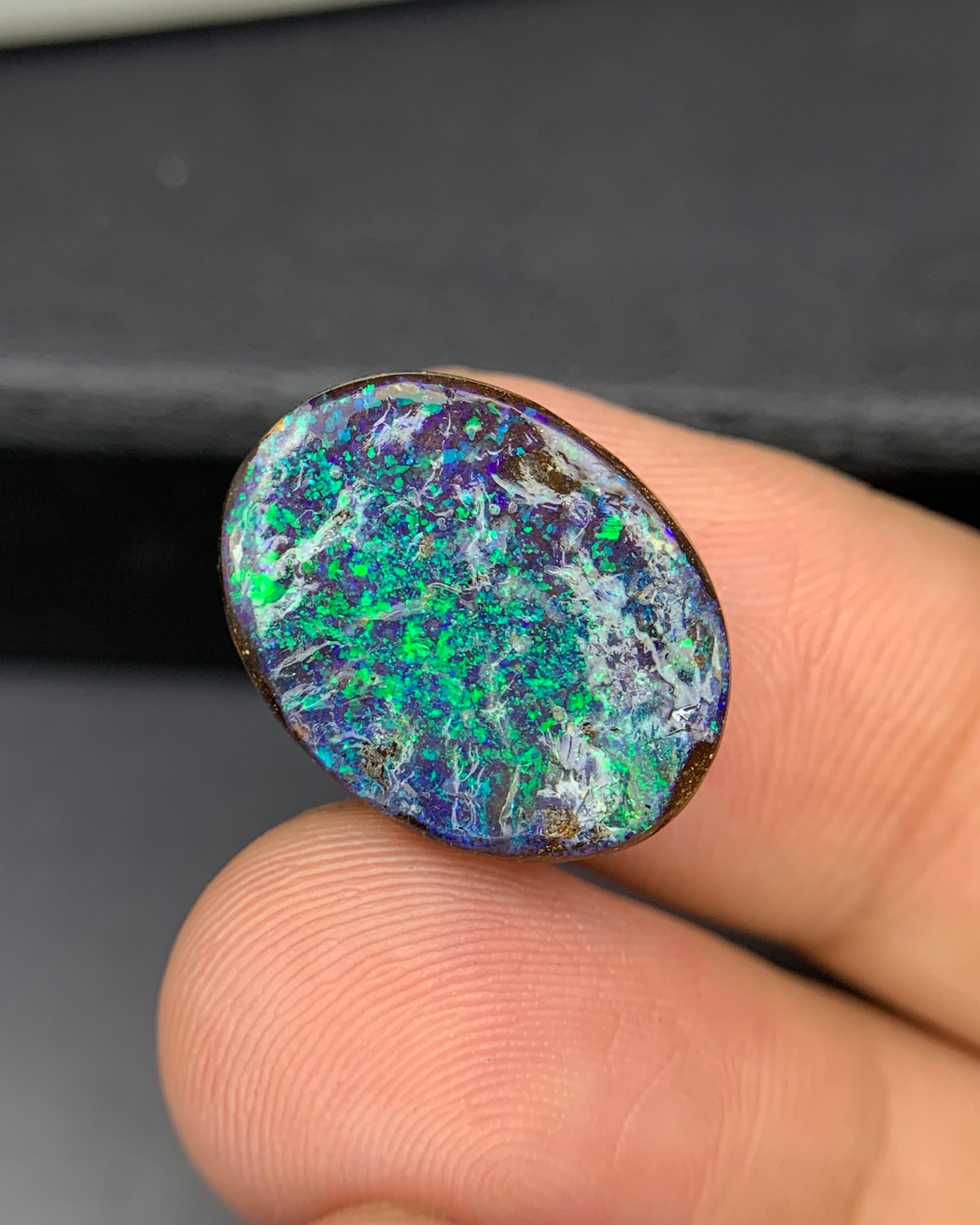 Natural Australian Boulder Opal 10.13 Carat 17.9x14.1 MM Oval Shape Cabochon Gemstone 