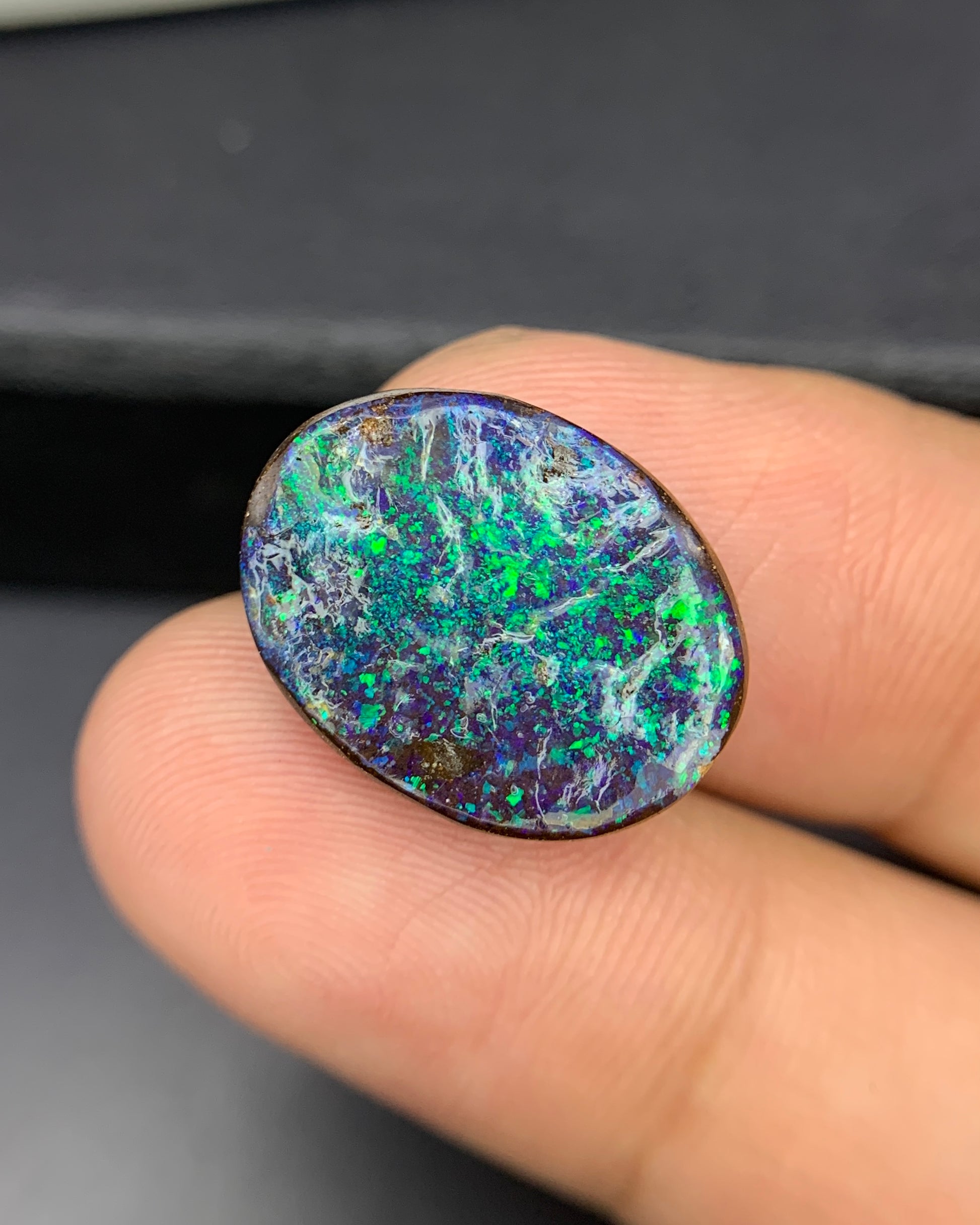 Natural Australian Boulder Opal 10.13 Carat 17.9x14.1 MM Oval Shape Cabochon Gemstone 