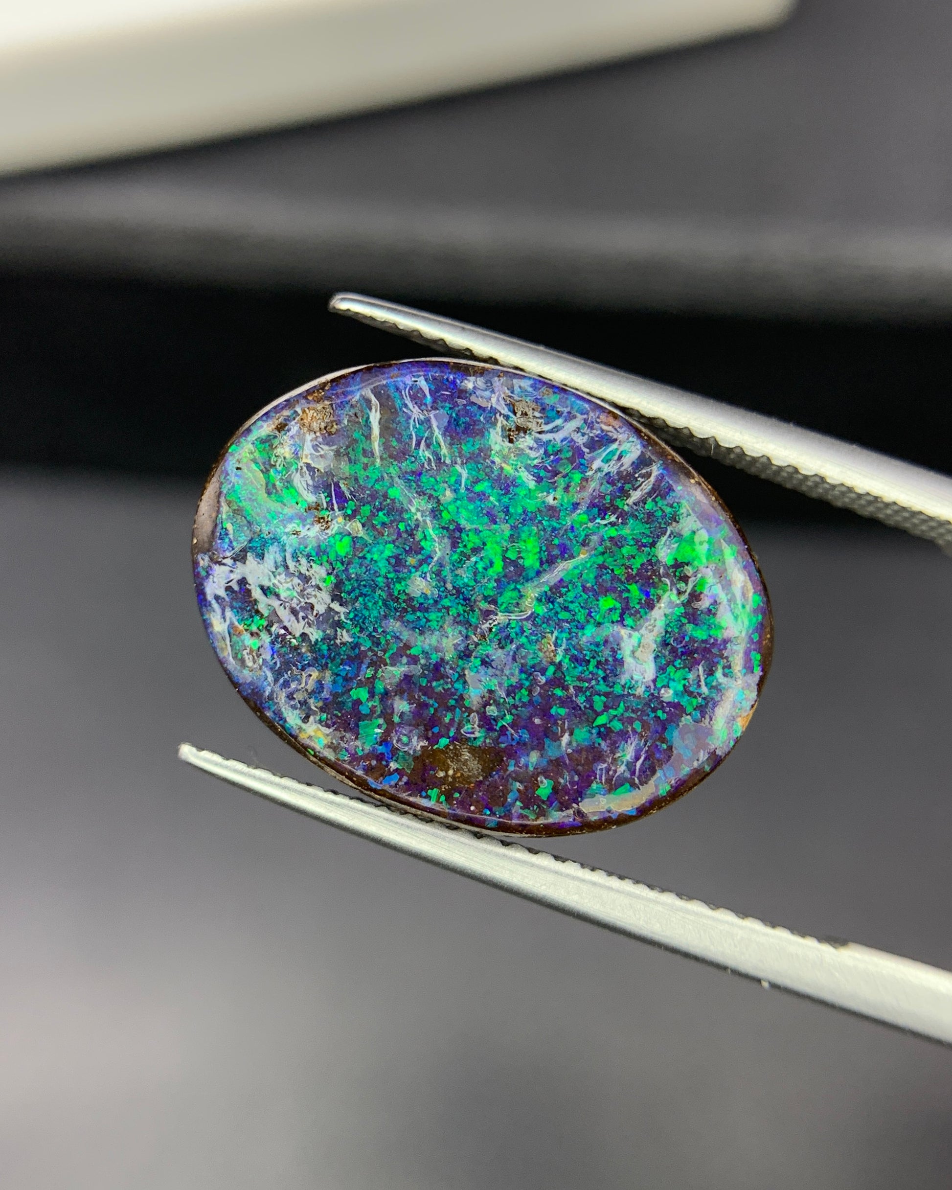 Natural Australian Boulder Opal 10.13 Carat 17.9x14.1 MM Oval Shape Cabochon Gemstone 