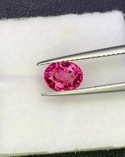 Natural Unheated Hot Pink Spinel 1.14 Carat 7x5.5 MM Oval Shape Faceted Gemstone