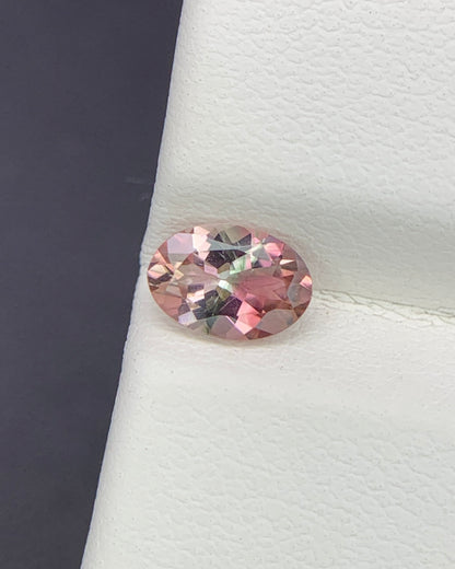 Natural Tri Color Tourmaline 0.61 Carat 6.5x4.5 MM Oval Shape Faceted Gemstone