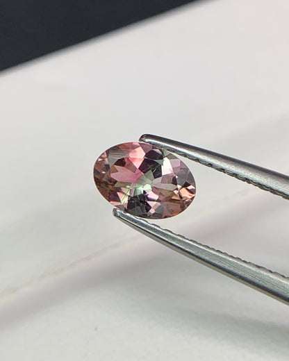 Natural Tri Color Tourmaline 0.61 Carat 6.5x4.5 MM Oval Shape Faceted Gemstone