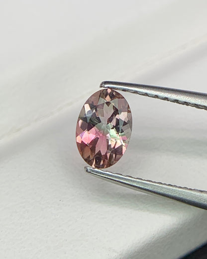 Natural Tri Color Tourmaline 0.61 Carat 6.5x4.5 MM Oval Shape Faceted Gemstone
