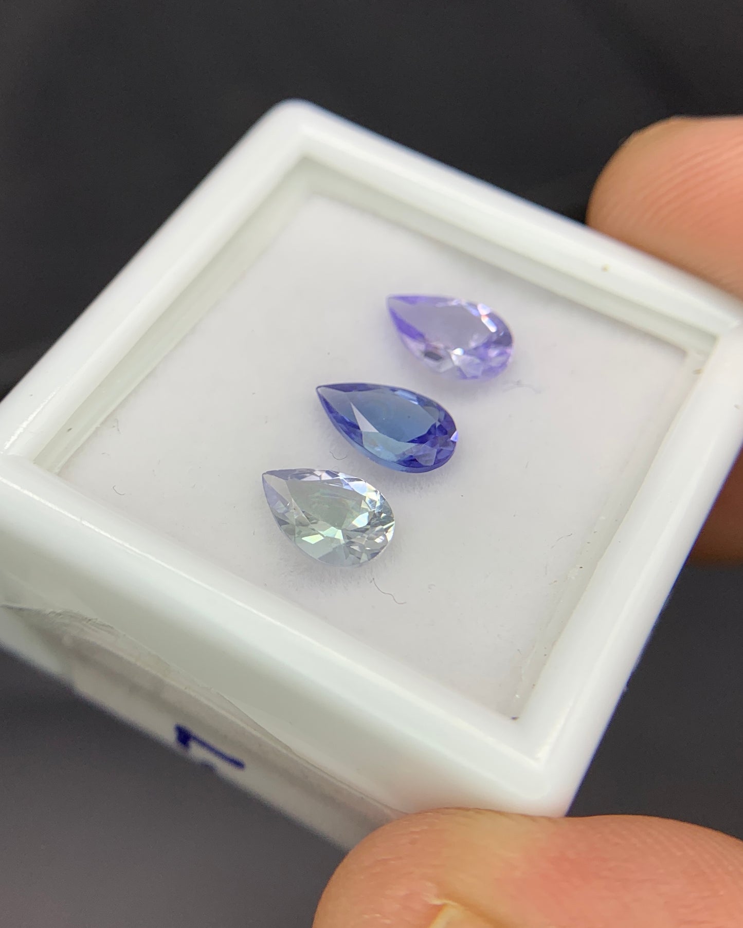 Natural Bi Color/Blue/Pink Tanzanite Lot 1.77 Carat Mix Size Pear Shape Faceted Gemstone 3 Piece Lot 