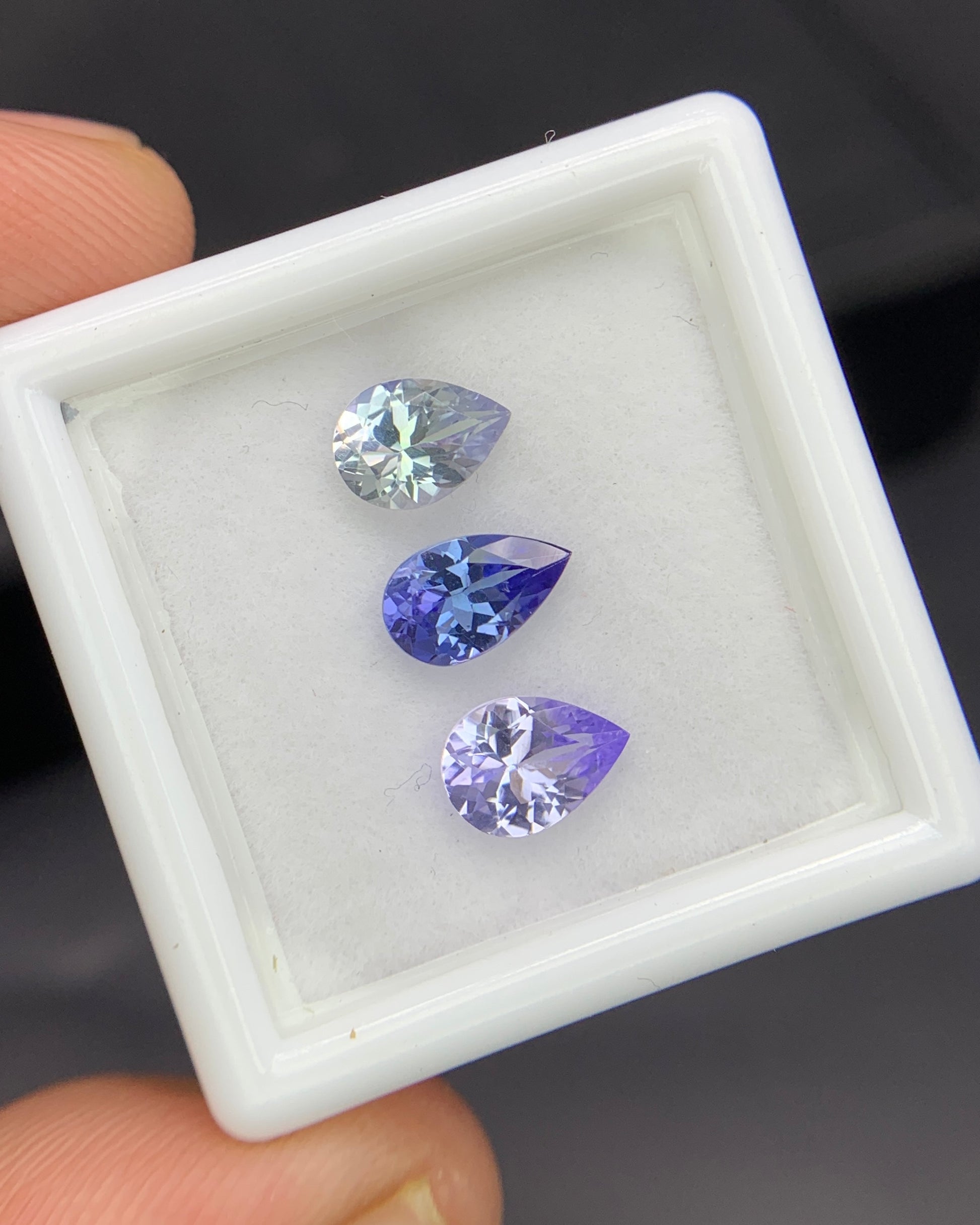 Natural Bi Color/Blue/Pink Tanzanite Lot 1.77 Carat Mix Size Pear Shape Faceted Gemstone 3 Piece Lot 