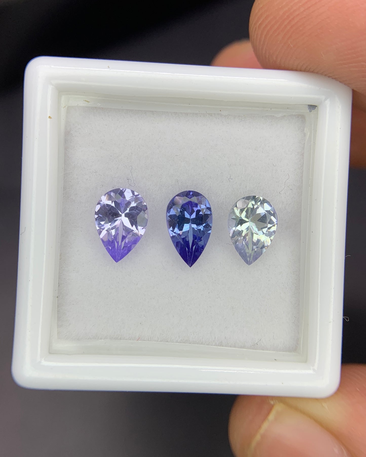 Natural Bi Color/Blue/Pink Tanzanite Lot 1.77 Carat Mix Size Pear Shape Faceted Gemstone 3 Piece Lot 