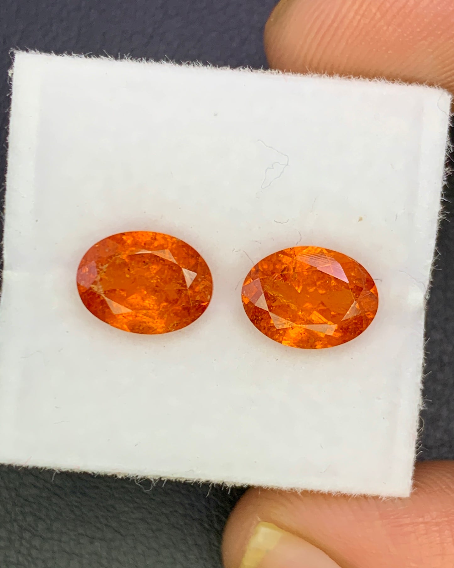 Natural Spessartite Garnet Lot 3.23 Carat 8x6 MM Oval Shape Faceted Gemstone 2 Piece Lot