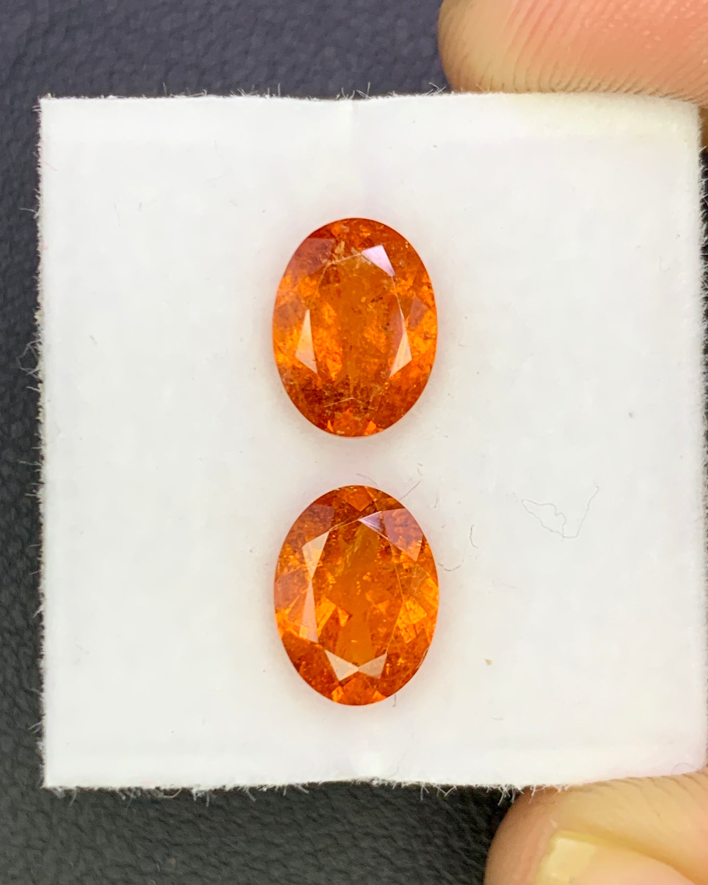 Natural Spessartite Garnet Lot 3.23 Carat 8x6 MM Oval Shape Faceted Gemstone 2 Piece Lot