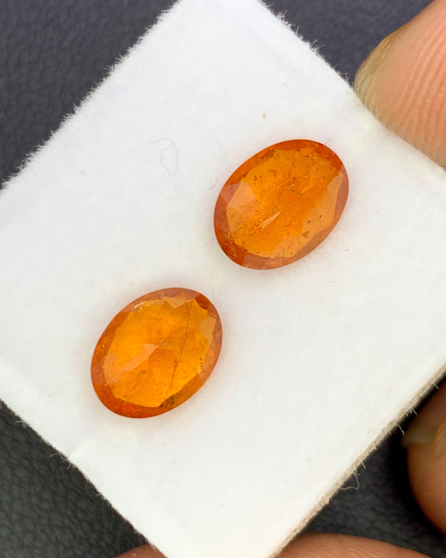 Natural Spessartite Garnet Lot 3.23 Carat 8x6 MM Oval Shape Faceted Gemstone 2 Piece Lot