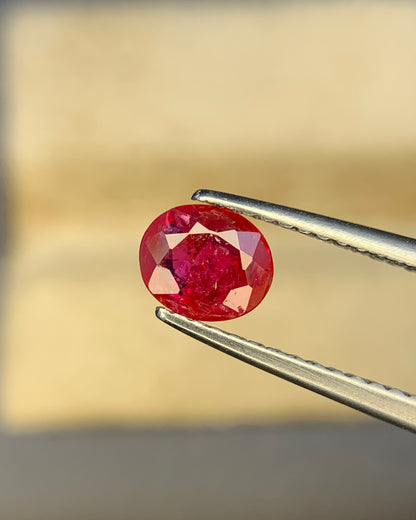 Natural Ruby 0.85 Carat 6x5 MM Oval Shape Faceted Gemstone