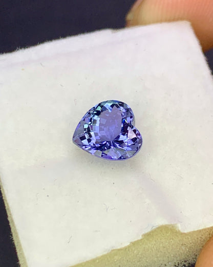 Natural Bi Color Tanzanite 1.36 Carat 7.6x6.8 MM Heart Shape Faceted Gemstone