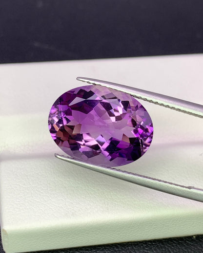 Natural Bi Color Amethyst 8.63 Carat 16x12 MM Oval Shape Faceted Gemstone 