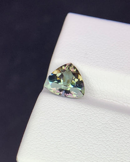 Natural Unheated Bi Color Tanzanite 1.20 Carat 7.3x7.3 MM Trillion Shape Faceted Gemstone