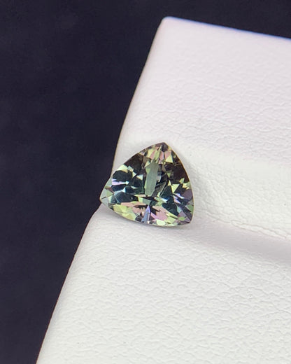 Natural Unheated Bi Color Tanzanite 1.20 Carat 7.3x7.3 MM Trillion Shape Faceted Gemstone
