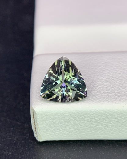 Natural Unheated Bi Color Tanzanite 1.20 Carat 7.3x7.3 MM Trillion Shape Faceted Gemstone