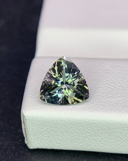 Natural Unheated Bi Color Tanzanite 1.20 Carat 7.3x7.3 MM Trillion Shape Faceted Gemstone