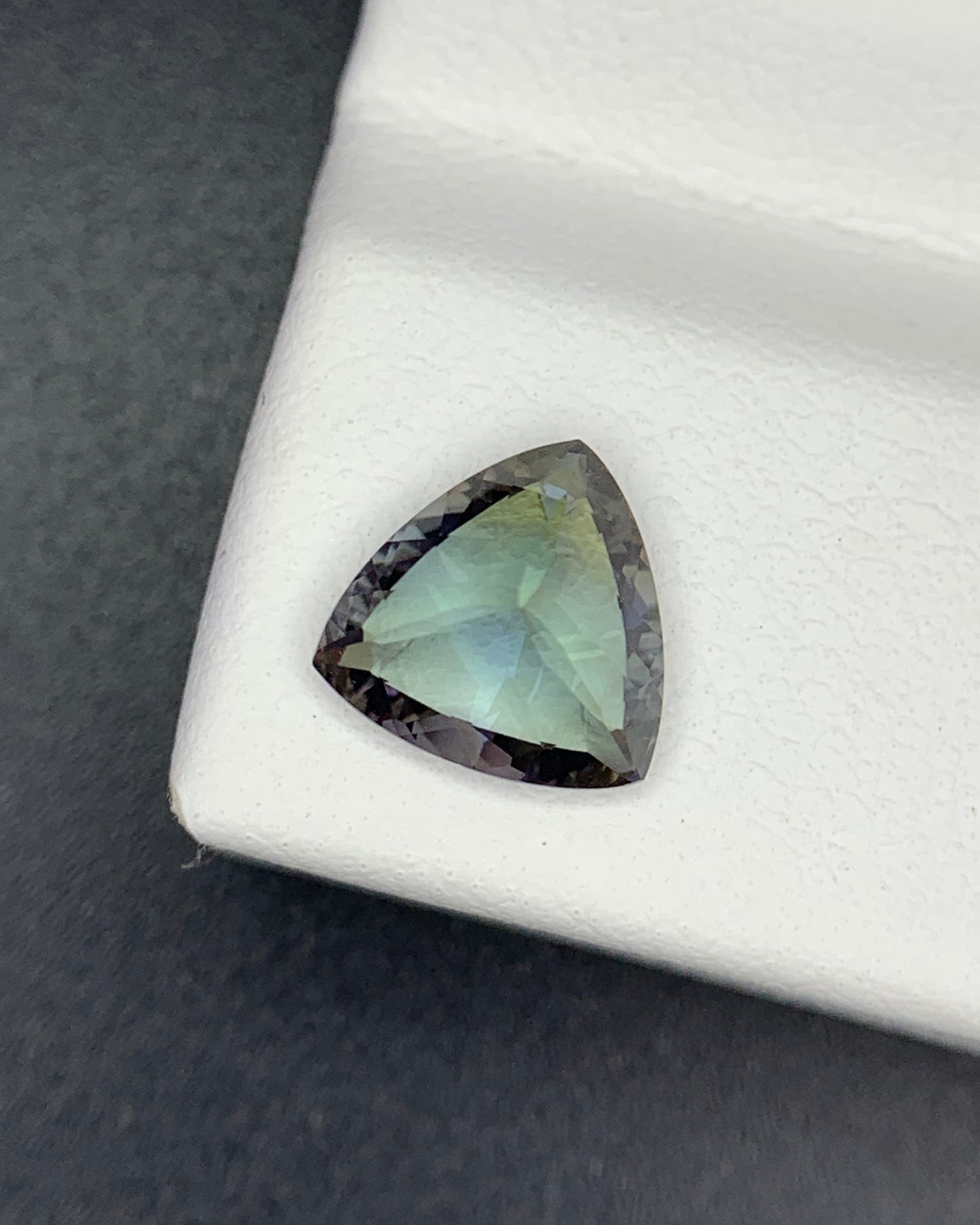 Natural Unheated Bi Color Tanzanite 1.20 Carat 7.3x7.3 MM Trillion Shape Faceted Gemstone