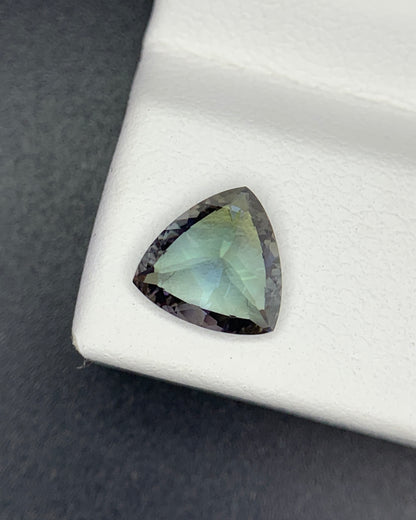Natural Unheated Bi Color Tanzanite 1.20 Carat 7.3x7.3 MM Trillion Shape Faceted Gemstone
