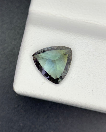 Natural Unheated Bi Color Tanzanite 1.20 Carat 7.3x7.3 MM Trillion Shape Faceted Gemstone