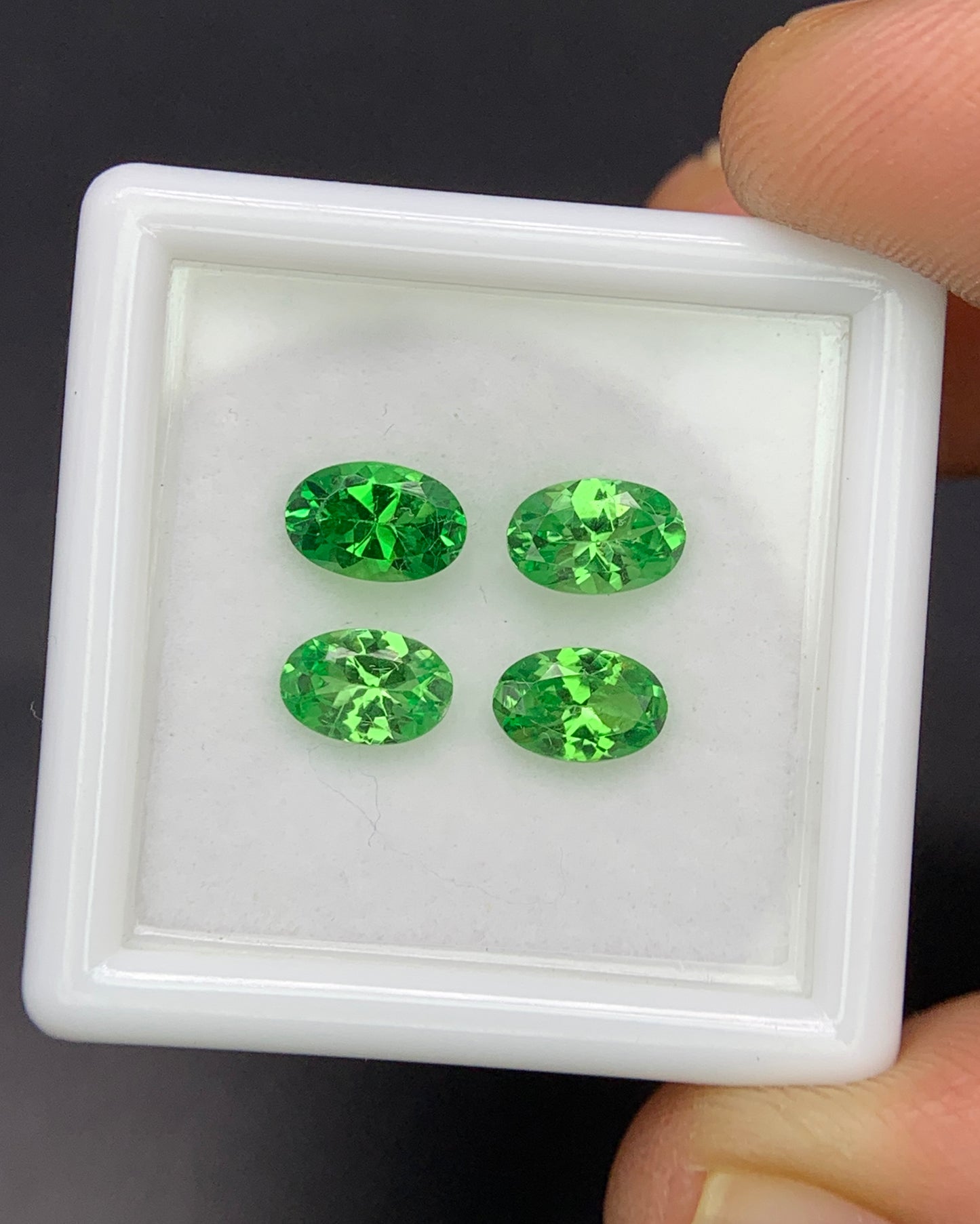 Natural Tsavorite Garnet Lot 2.15 Carat 6x4 MM Oval Shape Faceted Gemstone 4 Piece Lot