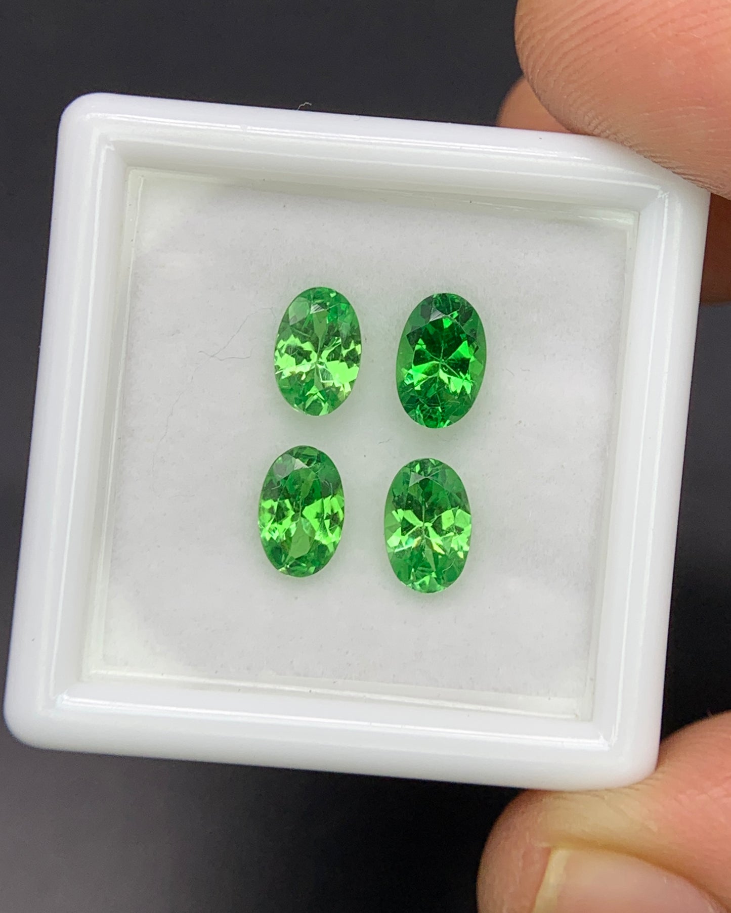 Natural Tsavorite Garnet Lot 2.15 Carat 6x4 MM Oval Shape Faceted Gemstone 4 Piece Lot