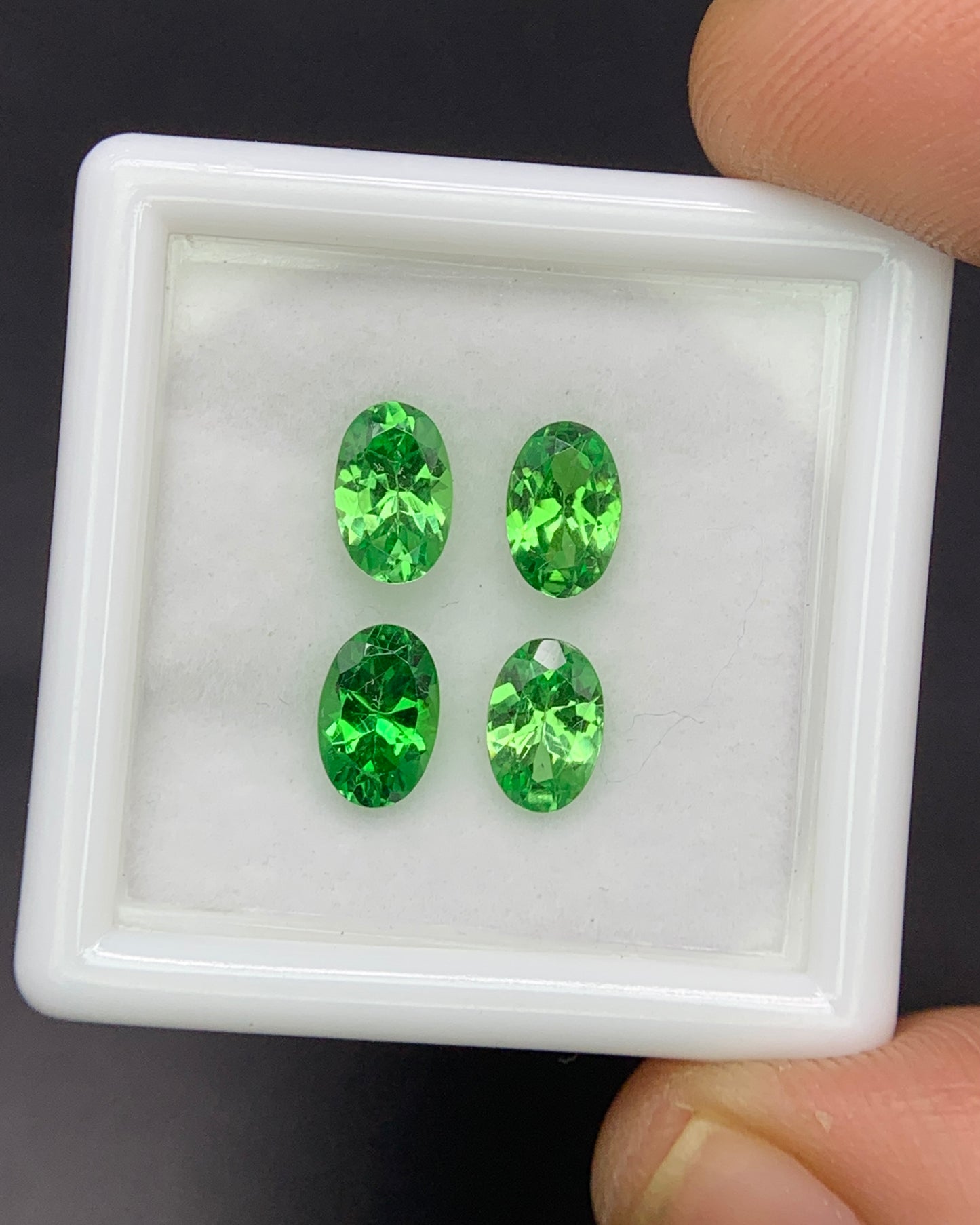 Natural Tsavorite Garnet Lot 2.15 Carat 6x4 MM Oval Shape Faceted Gemstone 4 Piece Lot