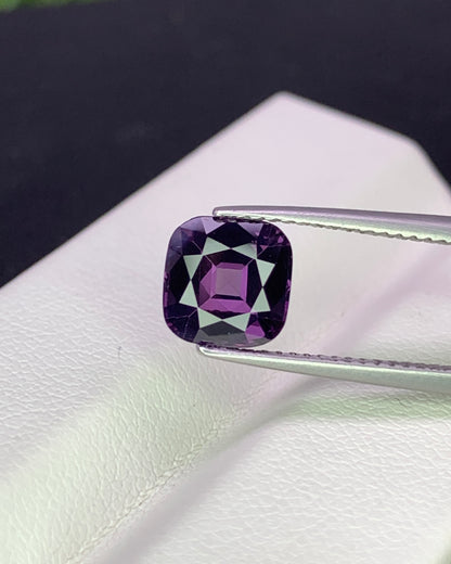 Natural Purple Spinel 2.12 Carat 7.5x7.4 MM Cushion Shape Faceted Gemstone